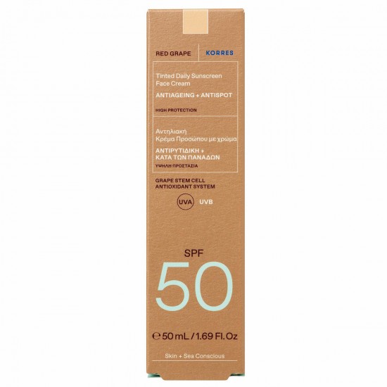 Korres Κόκκινο Σταφύλι Αντηλιακή Κρέμα Προσώπου SPF50 με Χρώμα 50ml