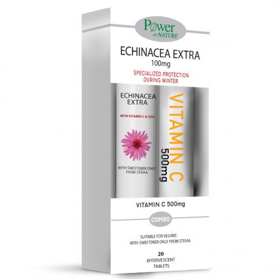 POWER HEALTH - Πακέτο 1+1: Echinacea Extra με Στέβια 24 αναβρ. δισκία + Vitamin C 500mg 20 αναβρ. δισκία POWER HEALTH - Πακέτο 1+1: Echinacea Extra με Στέβια 24 αναβρ. δισκία + Vitamin C 500mg 20 αναβρ. δισκία