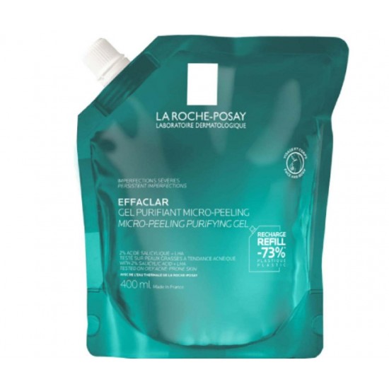 La Roche Posay Effaclar Micro-Peeling Refill Gel Καθαρισμού Προσώπου για Ακνεϊκές Επιδερμίδες 400ml