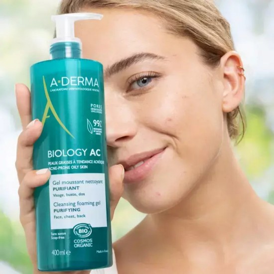 A-Derma Gel Καθαρισμού Biology Ac για Λιπαρές Επιδερμίδες 400ml