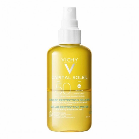Vichy Capital Soleil Solar Protective Water Hydrating SPF50 Ενυδατικό Νερό Προστασίας Από Τον Ήλιο με Υαλουρονικό Οξύ, 200ml
