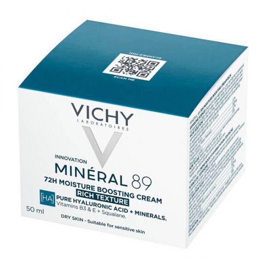 Vichy Mineral 89 Rich 72ωρη Ενυδατική & Συσφικτική Κρέμα Προσώπου για Ξηρές/Ευαίσθητες Επιδερμίδες 50ml