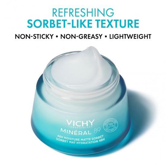 Vichy Minéral 89 Matte Sorbet Light 48ωρο Gel Προσώπου για Ενυδάτωση & Ρύθμιση Λιπαρότητας με Υαλουρονικό Οξύ & Νιασιναμίδη 50ml Vichy Minéral 89 Matte Sorbet Light 48ωρο Gel Προσώπου για Ενυδάτωση & Ρύθμιση Λιπαρότητας με Υαλουρονικό Οξύ & Νιασιναμίδη 50ml
