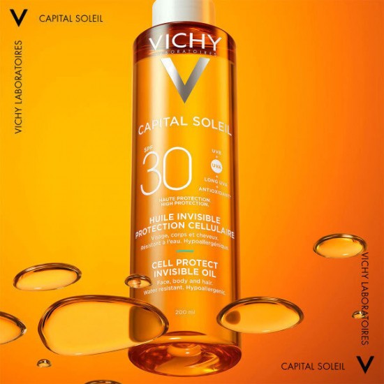 Vichy Capital Soleil Cell Protect Αδιάβροχο Αντηλιακό Λάδι Προσώπου και Σώματος SPF30 200ml