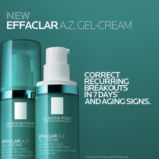 La Roche Posay Effaclar A.Z. Ενυδατικό & Αντιγηραντικό Gel-Κρέμα Προσώπου κατά της Ακμής με Αζελαϊκό, Σαλικυλικό & Υαλουρονικό Οξύ 40ml