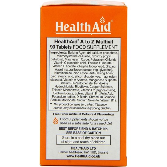 Health Aid A To Z Multivit Βιταμίνη για Ενέργεια 90 ταμπλέτες Health Aid A To Z Multivit Βιταμίνη για Ενέργεια 90 ταμπλέτες