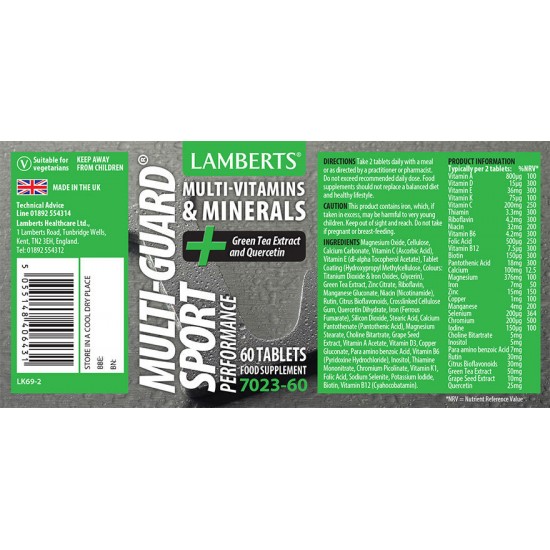 Lamberts Multi-Guard Sport Βιταμίνη 60 ταμπλέτες