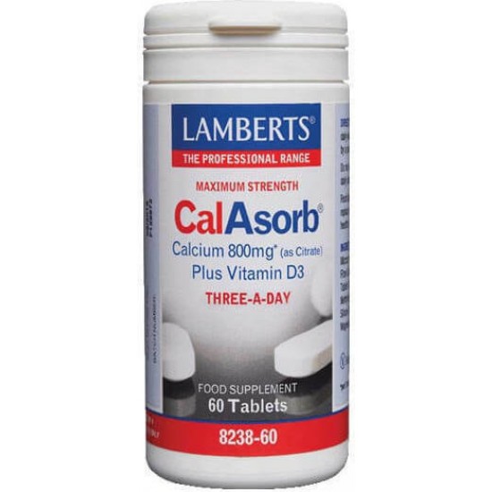 Lamberts Maximum Strength CalAsorb Calcium (as Citrate) Plus Vitamin D3 800mg 60 ταμπλέτες