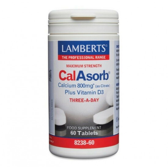 Lamberts Maximum Strength CalAsorb Calcium (as Citrate) Plus Vitamin D3 800mg 60 ταμπλέτες
