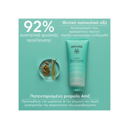 Apivita Gel Καθαρισμού Just Bee Clear για Λιπαρές Επιδερμίδες 200ml Apivita Gel Καθαρισμού Just Bee Clear για Λιπαρές Επιδερμίδες 200ml