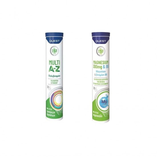 Quest Multi A-Z 20 αναβράζοντα δισκία & Magnesium 300mg & Β6 20 αναβράζοντα δισκία 40 αναβράζοντα δισκία