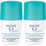 VICHY SET: DÉODORANT Αποσμητικο 1+1 δώρο! Anti-Transpirant 48h για άνδρες και γυναίκες που υποφέρουν από έντονη εφίδρωση Roll-On 48h 2x50ml