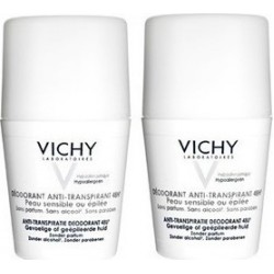 VICHY SET: DÉODORANT Αποσμητικο 1+1 δώρο! Anti-Transpirant Sensitive για ευαίσθητες ή αποτριχωμένες επιδερμίδες Roll-On 48h 2x50ml
