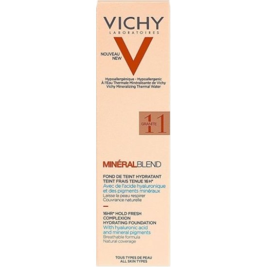 VICHY MINERAL Blend Make Up Fluid Ενυδατικό Fond de Teint 16H για Επιδερμίδα Γεμάτη Φρεσκάδα 30ml - 11 Granite