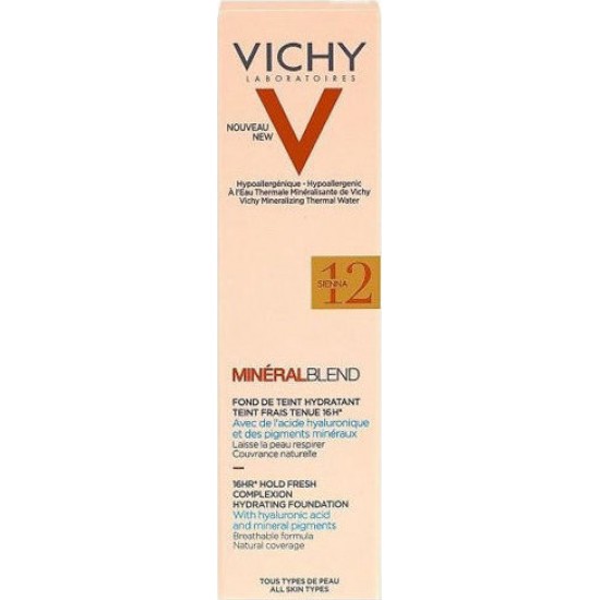 VICHY MINERAL Blend Make Up Fluid Ενυδατικό Fond de Teint 16H για Επιδερμίδα Γεμάτη Φρεσκάδα 30ml - 12 Sienna VICHY MINERAL Blend Make Up Fluid Ενυδατικό Fond de Teint 16H για Επιδερμίδα Γεμάτη Φρεσκάδα 30ml - 12 Sienna