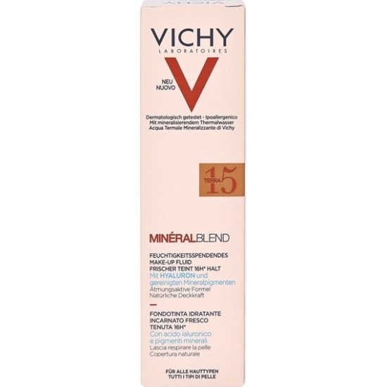 VICHY MINERAL Blend Make Up Fluid Ενυδατικό Fond de Teint 16H για Επιδερμίδα Γεμάτη Φρεσκάδα 30ml - 15 Terra
