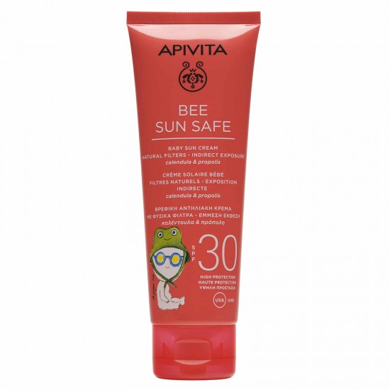 Apivita Bee Sun Safe Baby Sun Cream SPF30 Βρεφική Αντηλιακή Κρέμα Υψηλής Προστασίας με Καλέντουλα & Πρόπολη, 100ml
