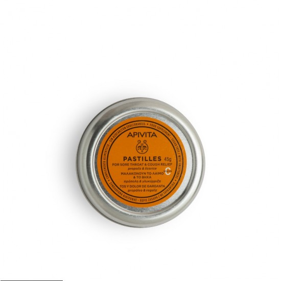 APIVITA - PASTILLES Παστίλιες για τον πονεμένο λαιμό και το βήχα με γλυκόριζα & πρόπολη 45g APIVITA - PASTILLES Παστίλιες για τον πονεμένο λαιμό και το βήχα με γλυκόριζα & πρόπολη 45g