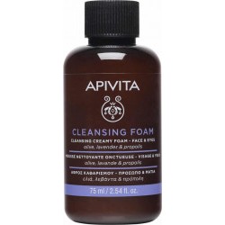 Apivita Cleansing Foam Κρεμώδης Αφρός Καθαρισμού με Ελιά & Λεβάντα, mini size 75ml