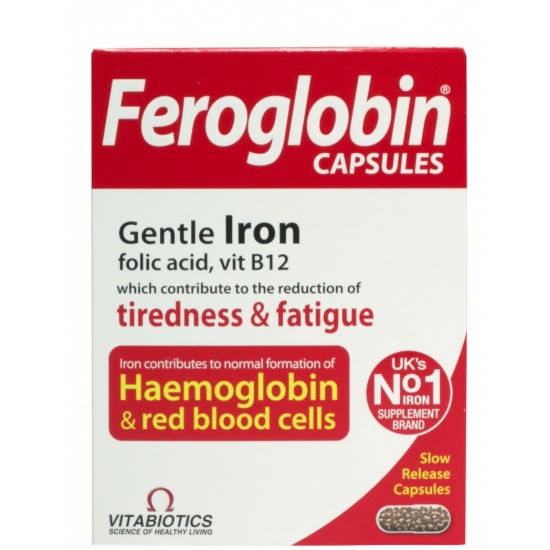 Vitabiotics - Feroglobin Slow Release Gentle Iron Συμπλήρωμα Σιδήρου Βραδείας Αποδέσμευσης 30caps