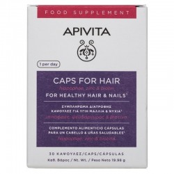 APIVITA - Caps For Hair Hippophae Zinc and Biotin Συμπλήρωμα Διατροφής για Υγιή μαλλιά και νύχια 30 κάψουλες