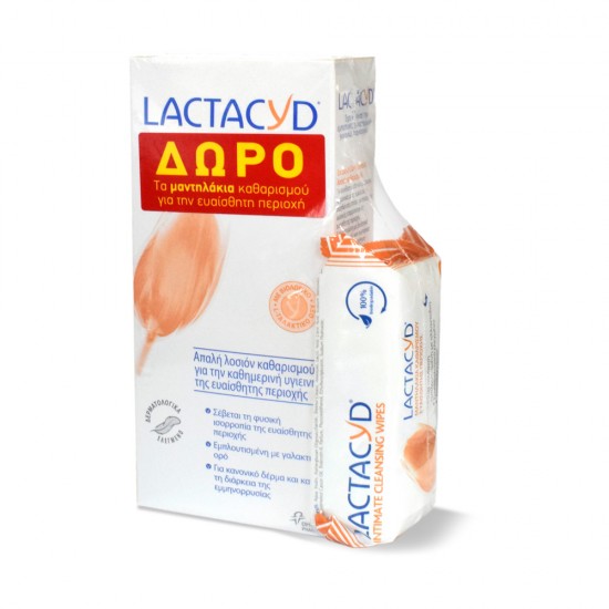 OMEGA PHARMA - Lactacyd Set: Intimate Daily Lotion Καθαριστικό Σώματος 300ml + Μαντηλάκια 15pcs