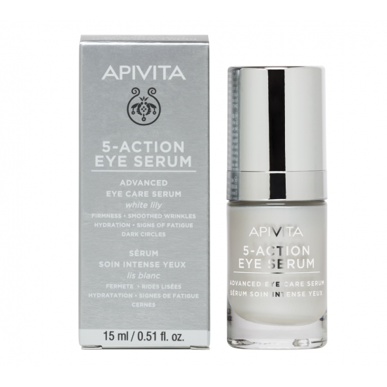 APIVITA - 5-Action Eye Serum ενυδάτωσης και αντιγήρανσης Ματιών με Λευκό κρίνο 15ml