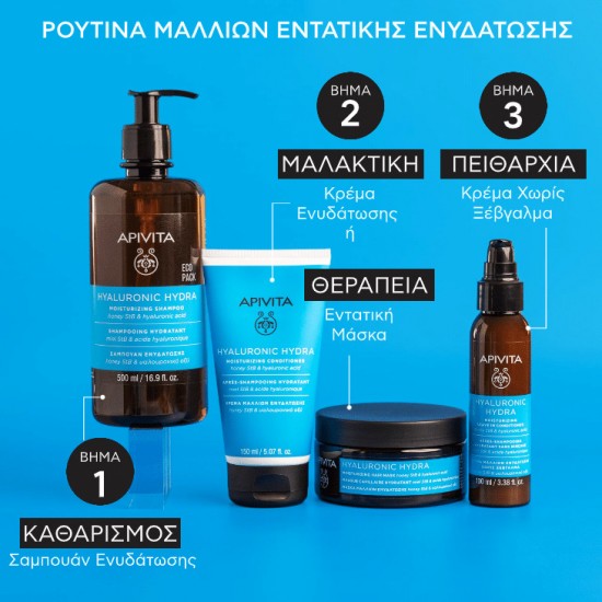 Apivita Hyaluronic Hydra Moisturizing Σαμπουάν Ενυδάτωσης 500ml