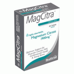 HEALTH AID - MagCitra Tablets, Μαγνήσιο Κιτρικό 1900mg, 60Tabs