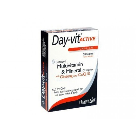 HEALTH AID - Day-vit Active Co-Q10 & Ginseng 30tabs HEALTH AID - Day-vit Active Co-Q10 & Ginseng 30tabs
