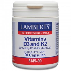 Lamberts Vitamins D3 & K2 Βιταμίνη για Ενίσχυση του Ανοσοποιητικού και Υγεία των Οστών 2000iu 90mcg 90 κάψουλες