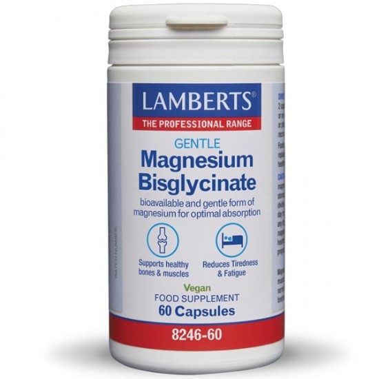 Lamberts Gentle Magnesium Bisglycinate Συμπλήρωμα διατροφής για το νευρικο συστημα, κόπωση, οστά και δοντια 60caps
