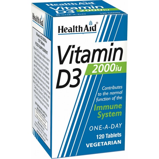 HEALTH AID - Vitamin D3 2000iu για τη Φυσιολογική Λειτουργία του Ανοσοποιητικού 120 φυτικές κάψουλες