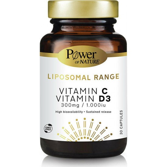 Power Of Nature - Liposomal Range - Vitamin C 300mg & Vitamin D3 1000iu 30 κάψουλες