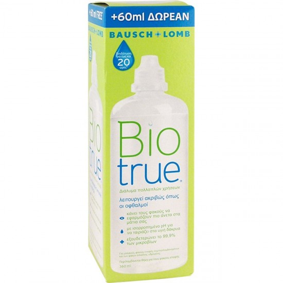 BAUSCH & LOMB - Biotrue διάλυμα πολλαπλών χρήσεων φακών επαφής, 300ml+60ml Δώρο BAUSCH & LOMB - Biotrue διάλυμα πολλαπλών χρήσεων φακών επαφής, 300ml+60ml Δώρο