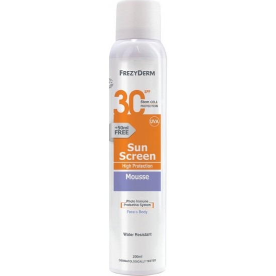 FREZYDERM Sun Screen Mousse SPF30 Αντηλιακό προσώπου και σώματος σε μορφή αφρού 200ml