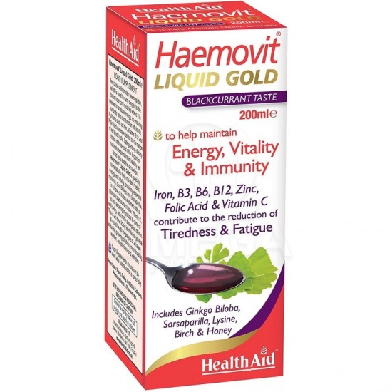 Health Aid Ηaemovit liquid Gold Σιρόπι με Βιταμίνες, Μέταλλα, Τζίνγκο Μπιλόμπα & Τζίνσενγκ, 200ml Health Aid Ηaemovit liquid Gold Σιρόπι με Βιταμίνες, Μέταλλα, Τζίνγκο Μπιλόμπα & Τζίνσενγκ, 200ml