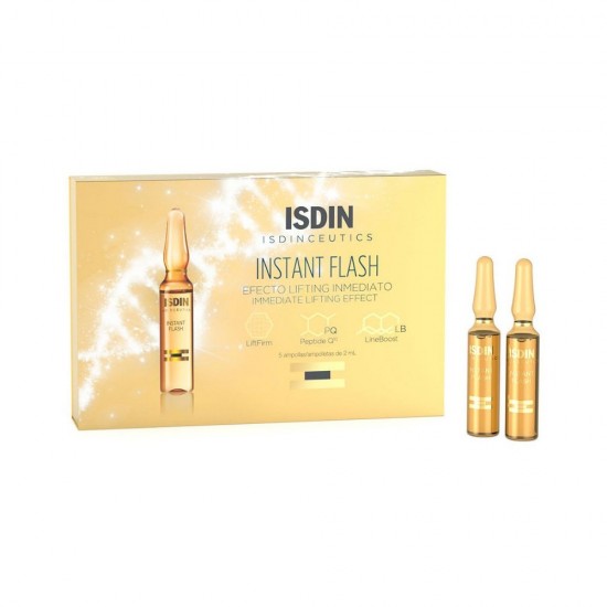 Isdin Instant Flash - Άμεσο Εφέ Λίφτινγκ με Πεπτίδιο Q10 και Ισχυρή Αντιγηραντική Δράση, 5x2ml amp