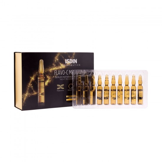 Isdin Isdinceutics Flavo-C Melatonin Repair Night Serum-Βραδινός Ορός Επαναφοράς, 10ampx2ml