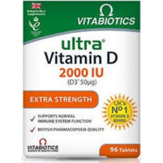 Vitabiotics Ultra Vitamin D 2000 IU D3 50mg Συμπλήρωμα Διατροφής με Βιταμίνη D3, 96tabs Vitabiotics Ultra Vitamin D 2000 IU D3 50mg Συμπλήρωμα Διατροφής με Βιταμίνη D3, 96tabs
