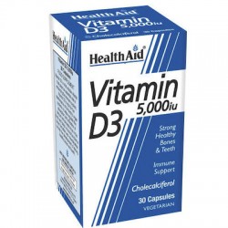 Health Aid Vitamin D3 5000i.u Συμπλήρωμα Διατροφής για την Κάλυψη των Αναγκών σε Βιταμίνη D 30 Φυτικές Κάψουλες