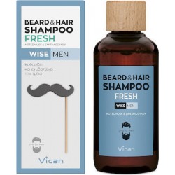 Vican Wise Men Beard & Hair Shampoo Fresh Σαμπουάν για τα μαλλια και τη γενειάδα του άνδρα, 200ml