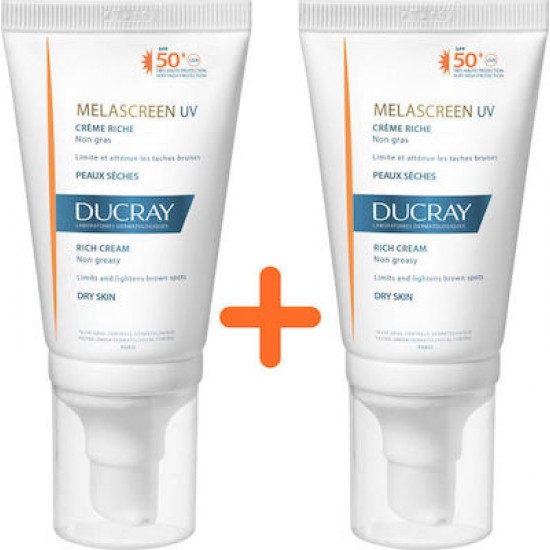 Ducray Promo Melascreen Πλούσια Κρέμα ξηρό δέρμα SPF50+ 2x40ml