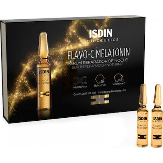 Isdin Isdinceutics Flavo-C Melatonin Repair Night Serum-Βραδινός Ορός Επαναφοράς με Μελατονίνη και Βιταμίνη C, 30x2ml