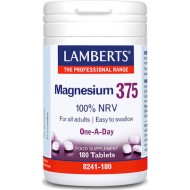 Lamberts Magnesium 375 100% NRV Συμπλήρωμα τις 4 Σημαντικότερες Μορφές Αλάτων Μαγνησίου 180 tabs