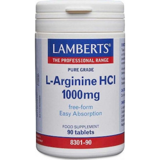 Lamberts L-Arginine HCl 1000mg Αργινίνη 90 Tablets Lamberts L-Arginine HCl 1000mg Αργινίνη 90 Tablets