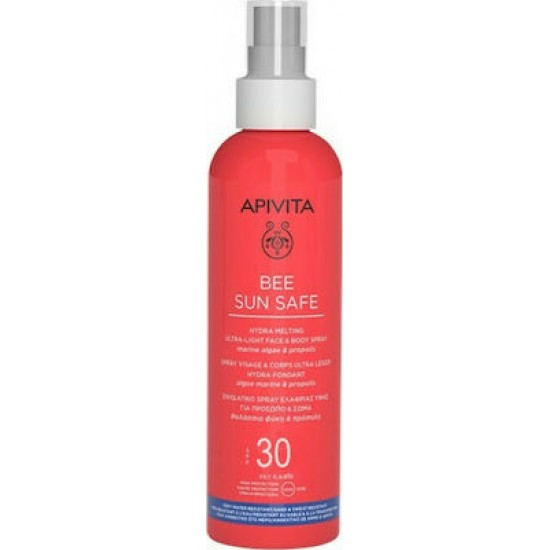 Apivita Bee Sun Safe Hydra Melting Ultra Light Face & Body Spray Ενυδατικό Αντιηλιακό Προσώπου Σώματος με Θαλάσσια Φύκη & Πρόπολη SPF30, 200ml