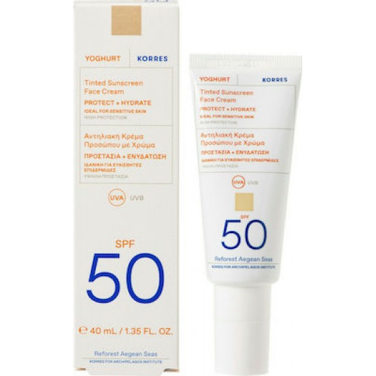 Korres Yoghurt Tinted Sunscreen Face Cream SPF50 40ml - Αντηλιακή Κρέμα Προσώπου Με Χρώμα