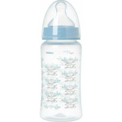 Korres Agali Plastic Baby Bottle Blue with Medium Flow Silicone Nipple 3m + 300ml