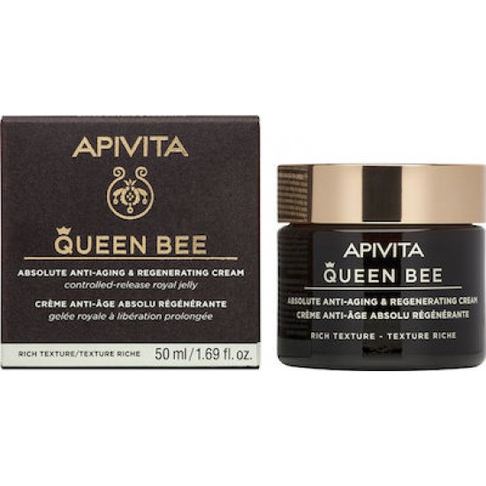 Apivita Queen Bee Absolute Anti Aging & Regenerating Rich Texture Cream - Kρέμα Απόλυτης Αντιγήρανσης & Αναγέννησης Πλούσιας Υφής, 50ml Apivita Queen Bee Absolute Anti Aging & Regenerating Rich Texture Cream - Kρέμα Απόλυτης Αντιγήρανσης & Αναγέννησης Πλούσιας Υφής, 50ml